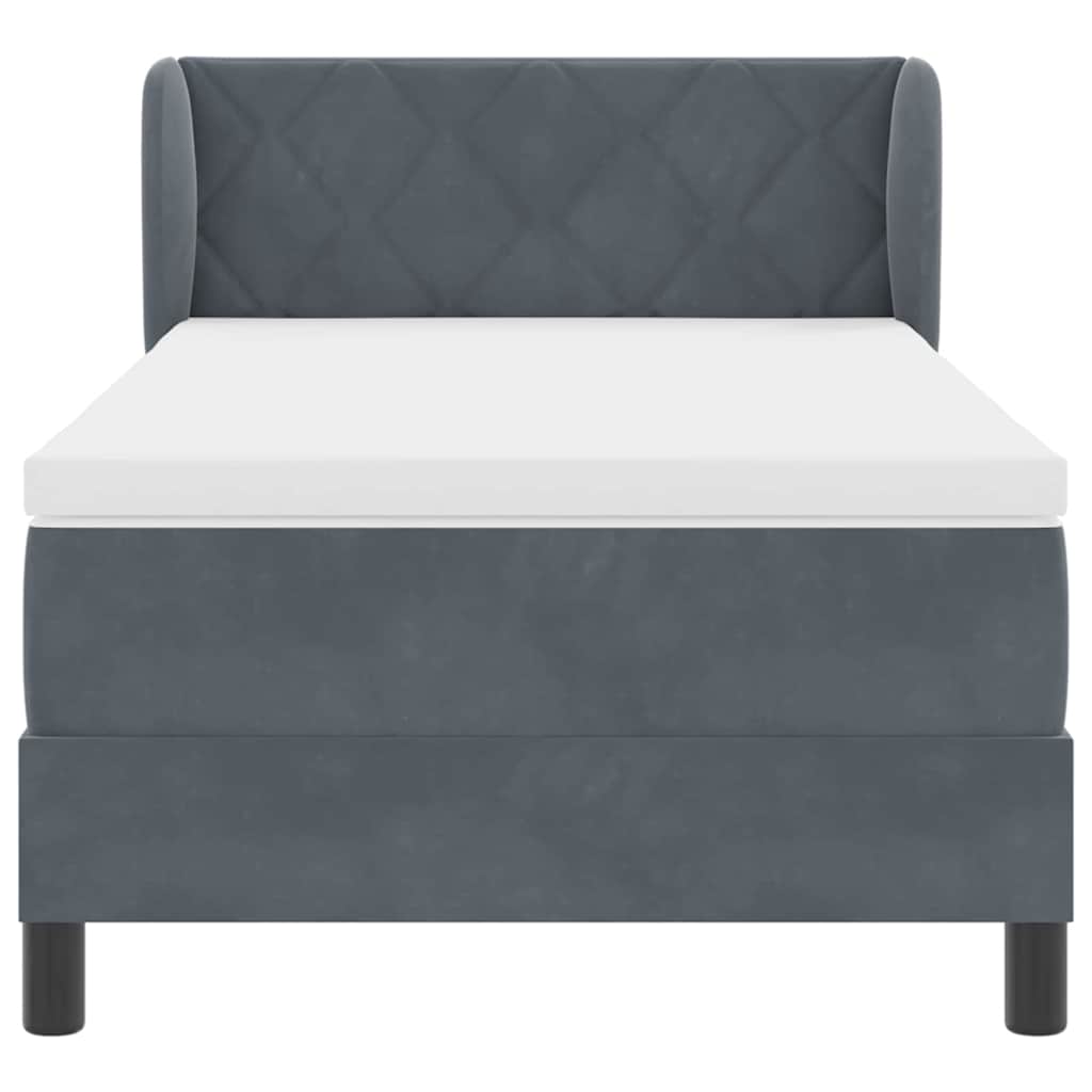 Box spring seng med hovedgærde Mørkegrå 100 x 200 cm Fløjl