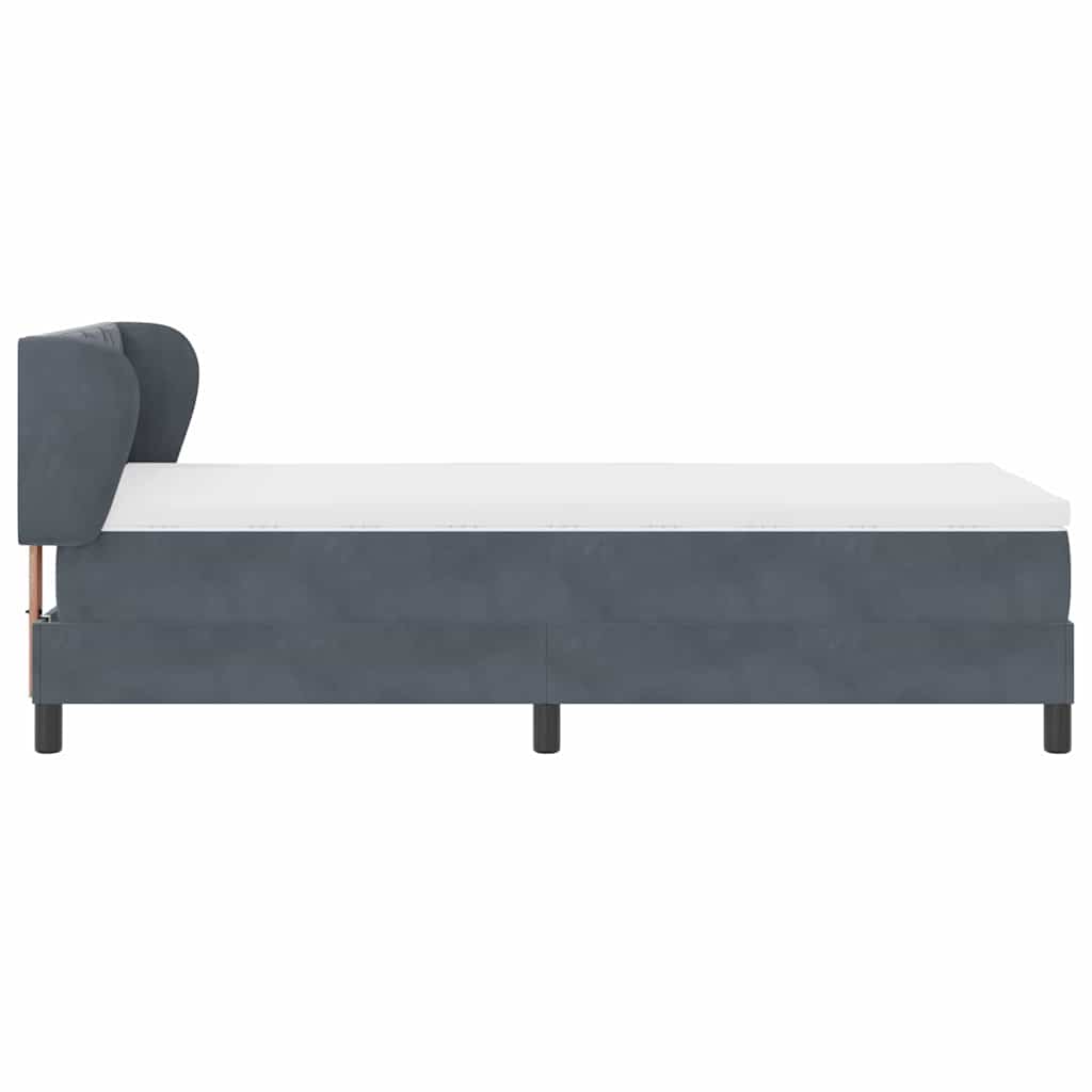 Box spring seng med hovedgærde Mørkegrå 100 x 200 cm Fløjl