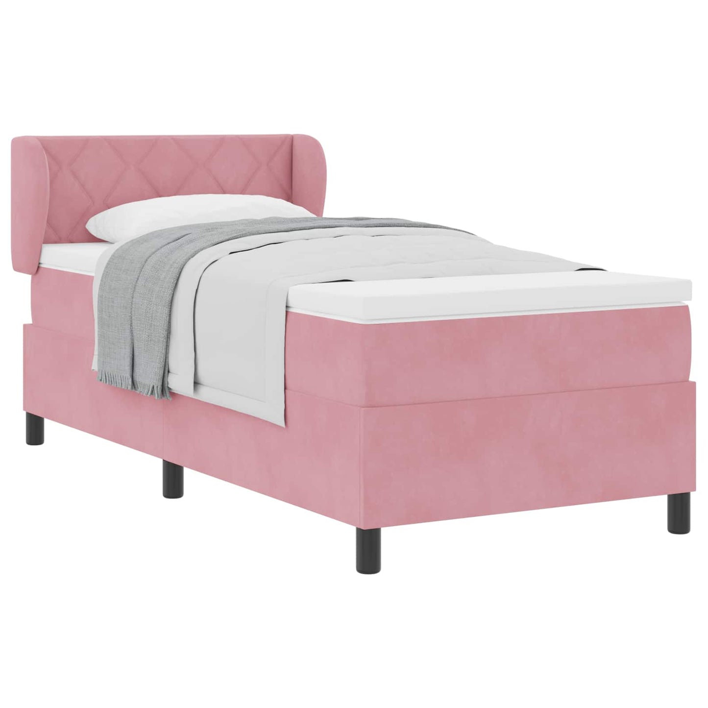 Box spring seng med pude Lyserød 100 x 200 cm Fløjl