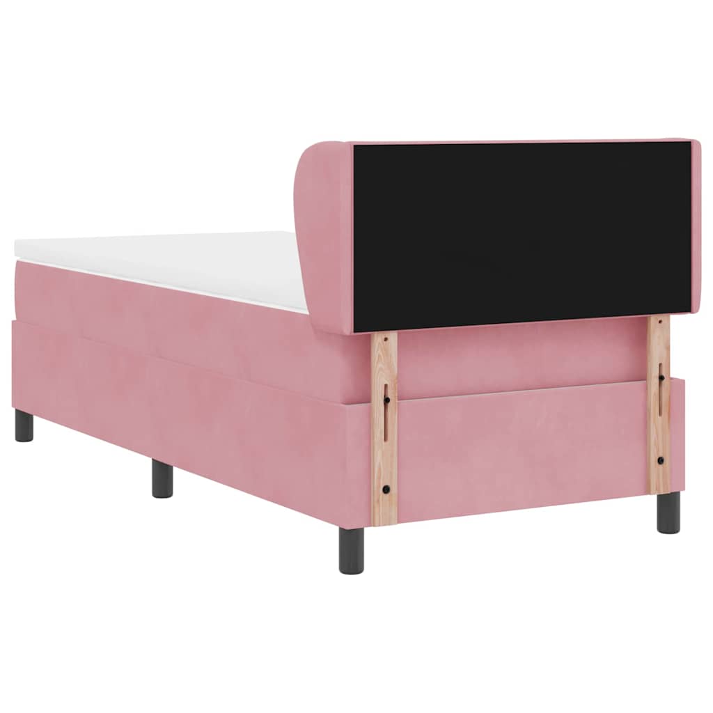 Box spring seng med pude Lyserød 100 x 200 cm Fløjl