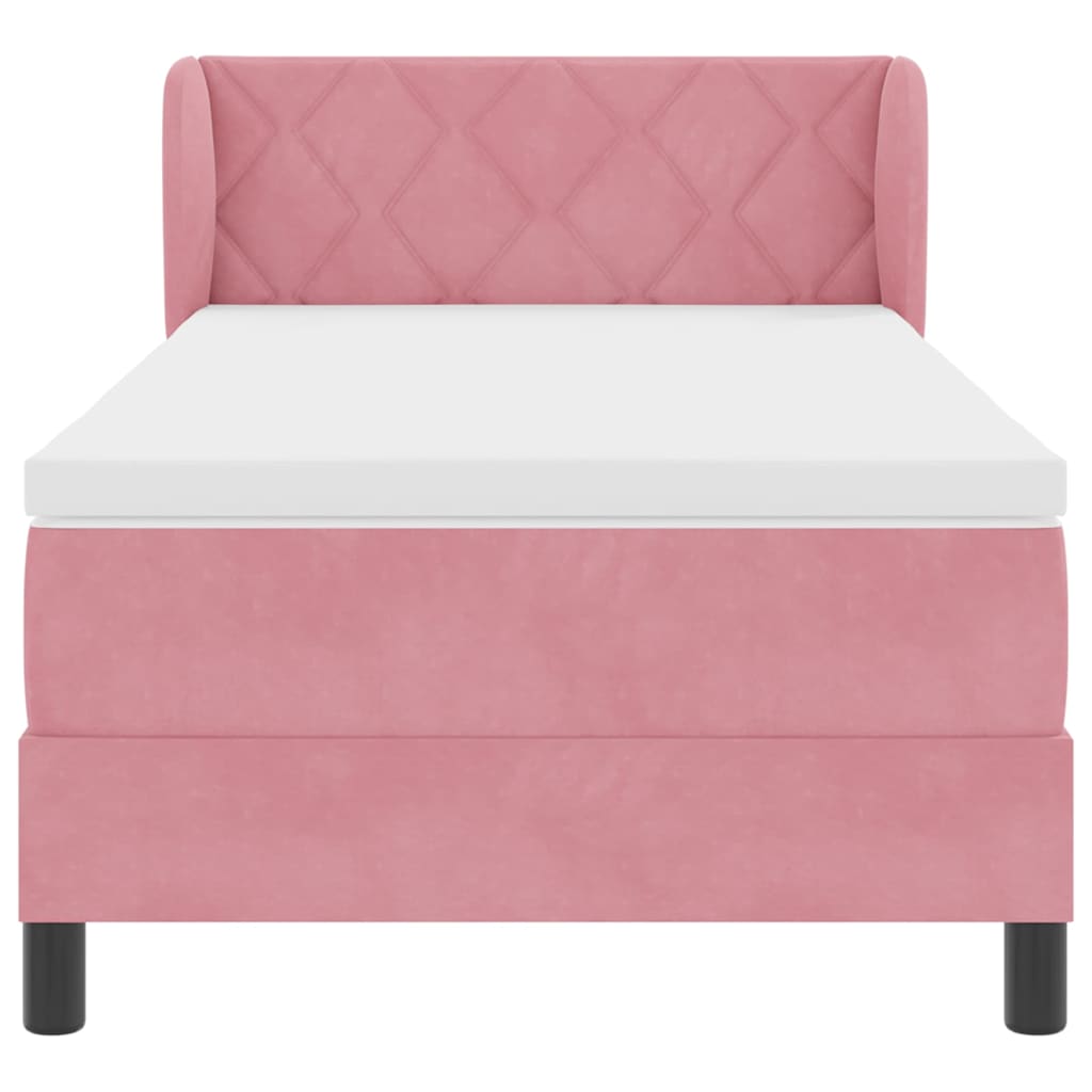 Box spring seng med pude Lyserød 100 x 200 cm Fløjl