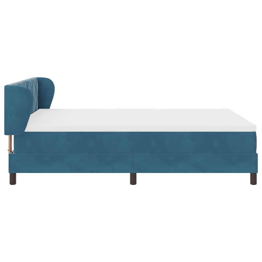 Box spring seng med hovedgærde Mørkeblå 140 x 200 cm Fløjl