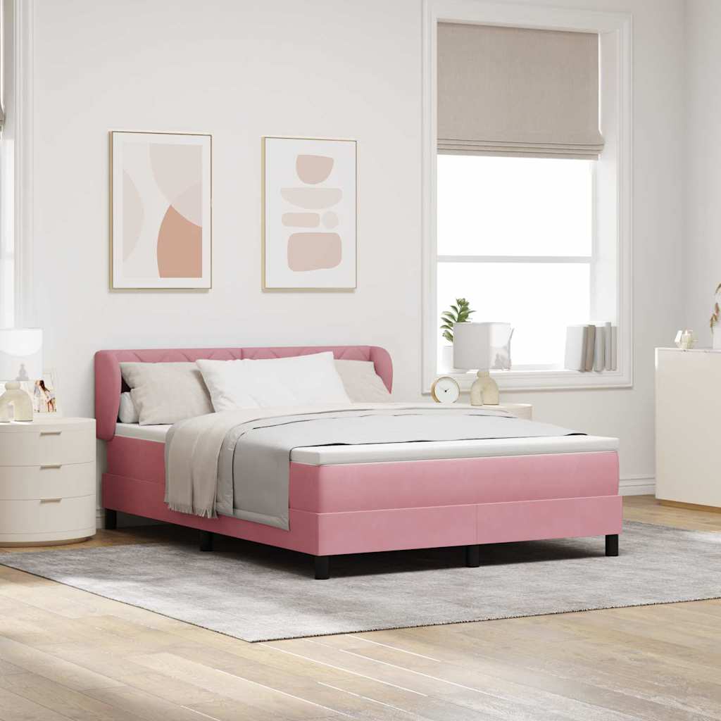 Box spring seng med hovedgærde Lyserød 140 x 200 cm Fløjl