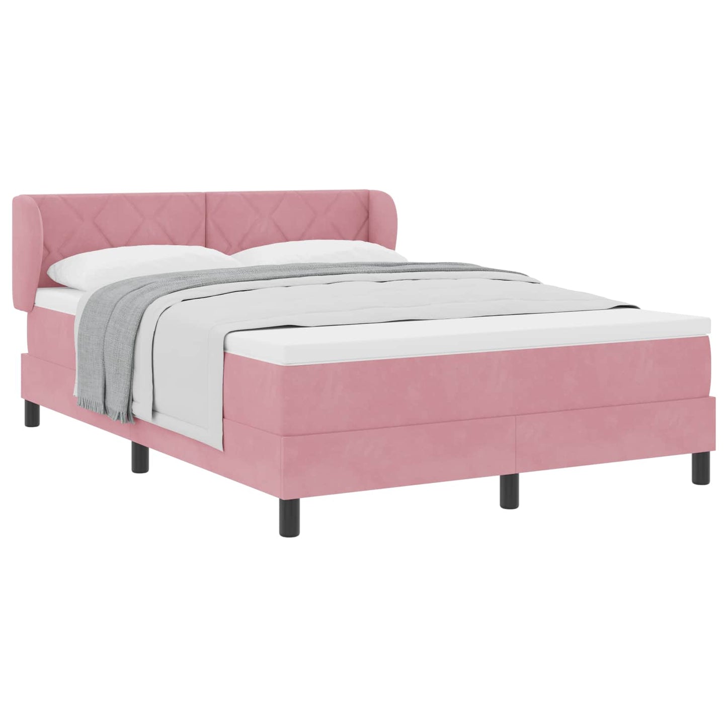 Box spring seng med hovedgærde Lyserød 140 x 200 cm Fløjl