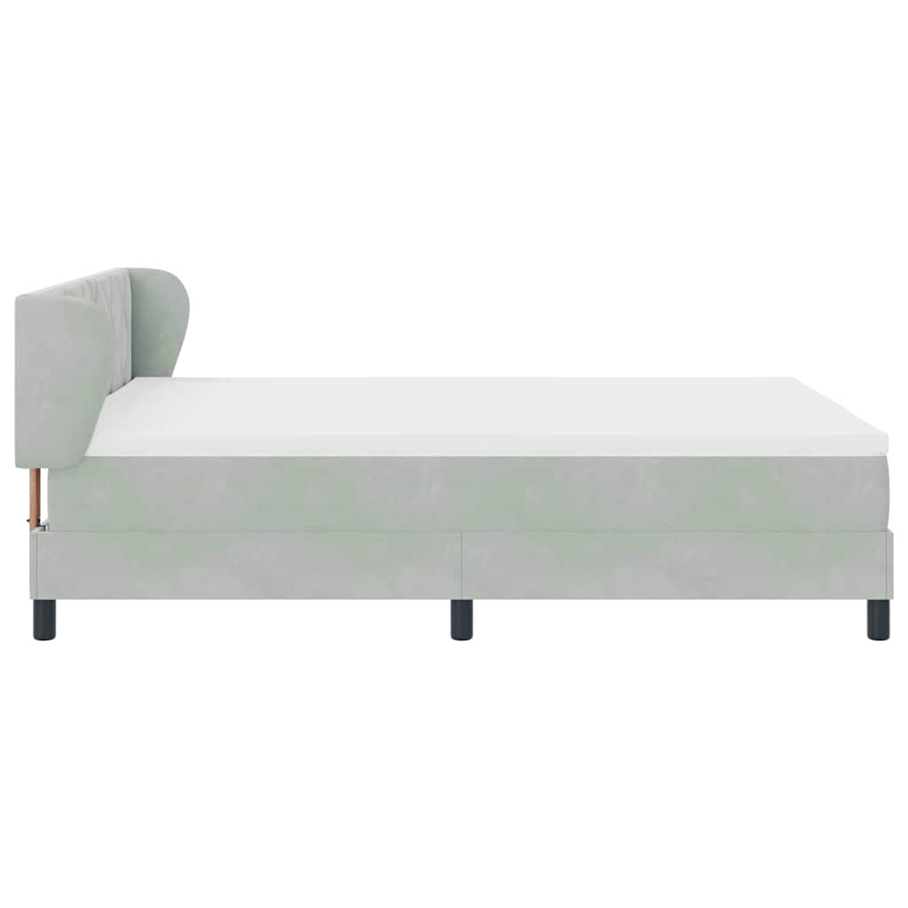 Box spring seng med hovedgærde Lysegrå 160 x 200 cm Fløjl