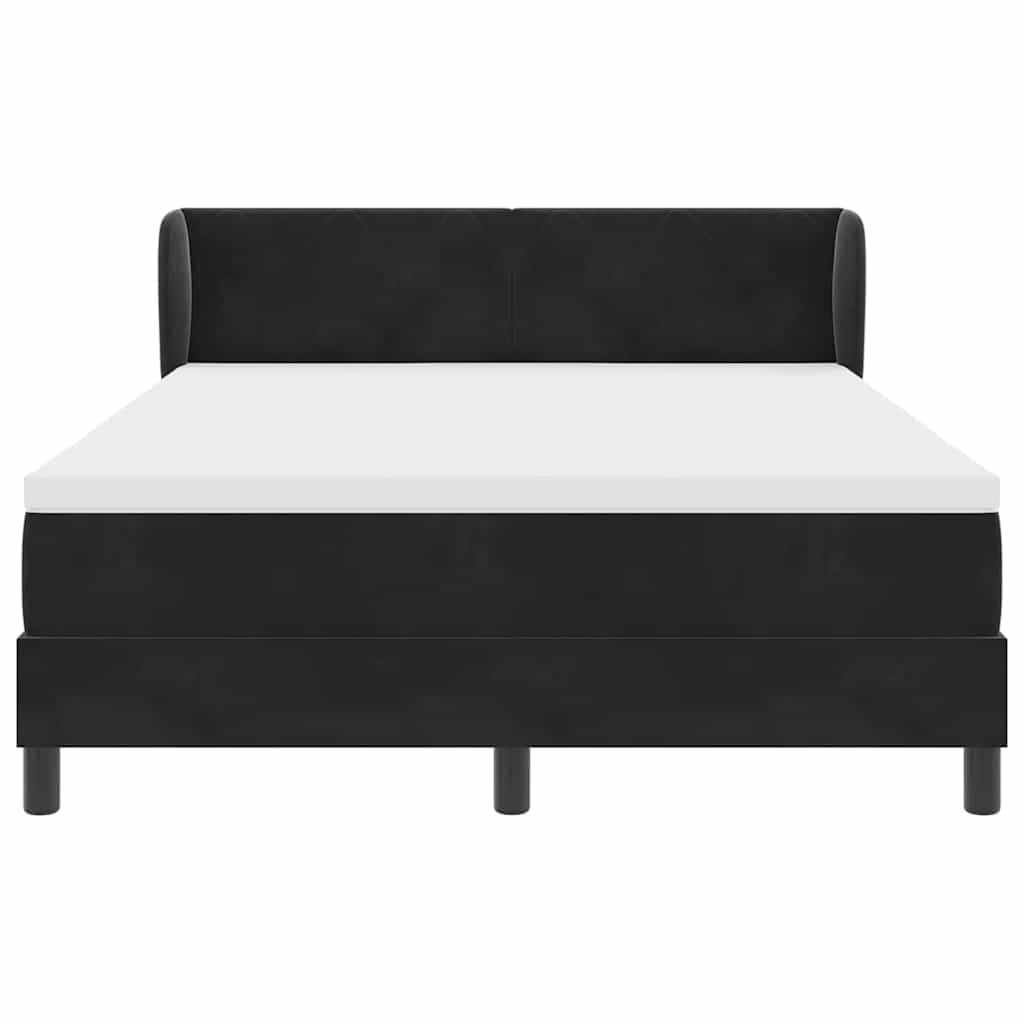 Box spring seng med hovedgærde Sort 160 x 200 cm Fløjl