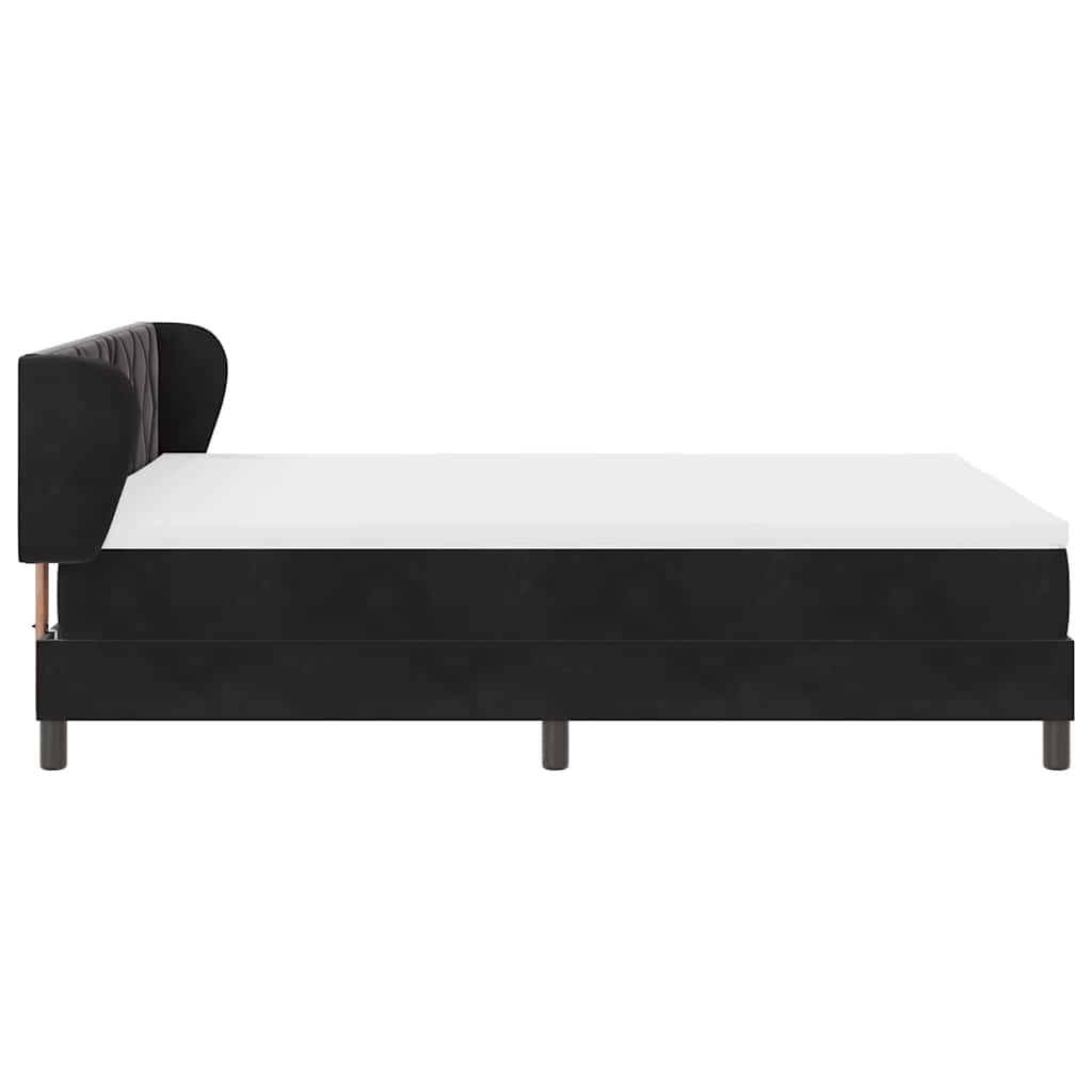 Box spring seng med hovedgærde Sort 160 x 200 cm Fløjl