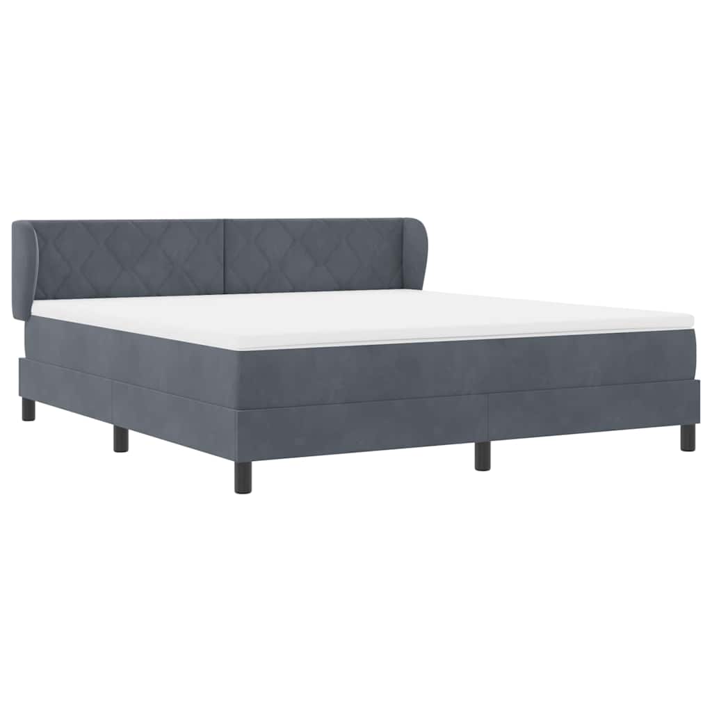 Box spring seng med hovedgærde Mørkegrå 180 x 200 cm Fløjl