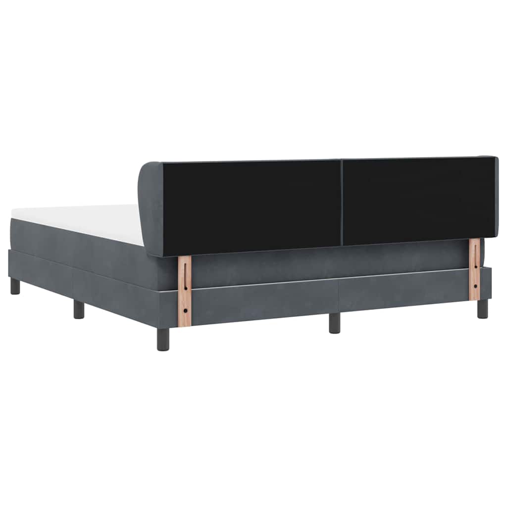 Box spring seng med hovedgærde Mørkegrå 180 x 200 cm Fløjl