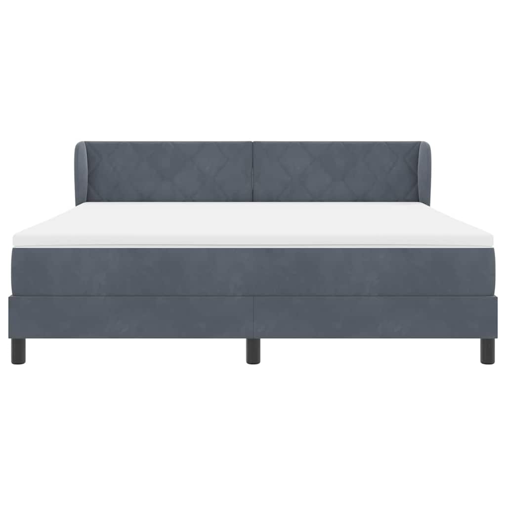 Box spring seng med hovedgærde Mørkegrå 180 x 200 cm Fløjl