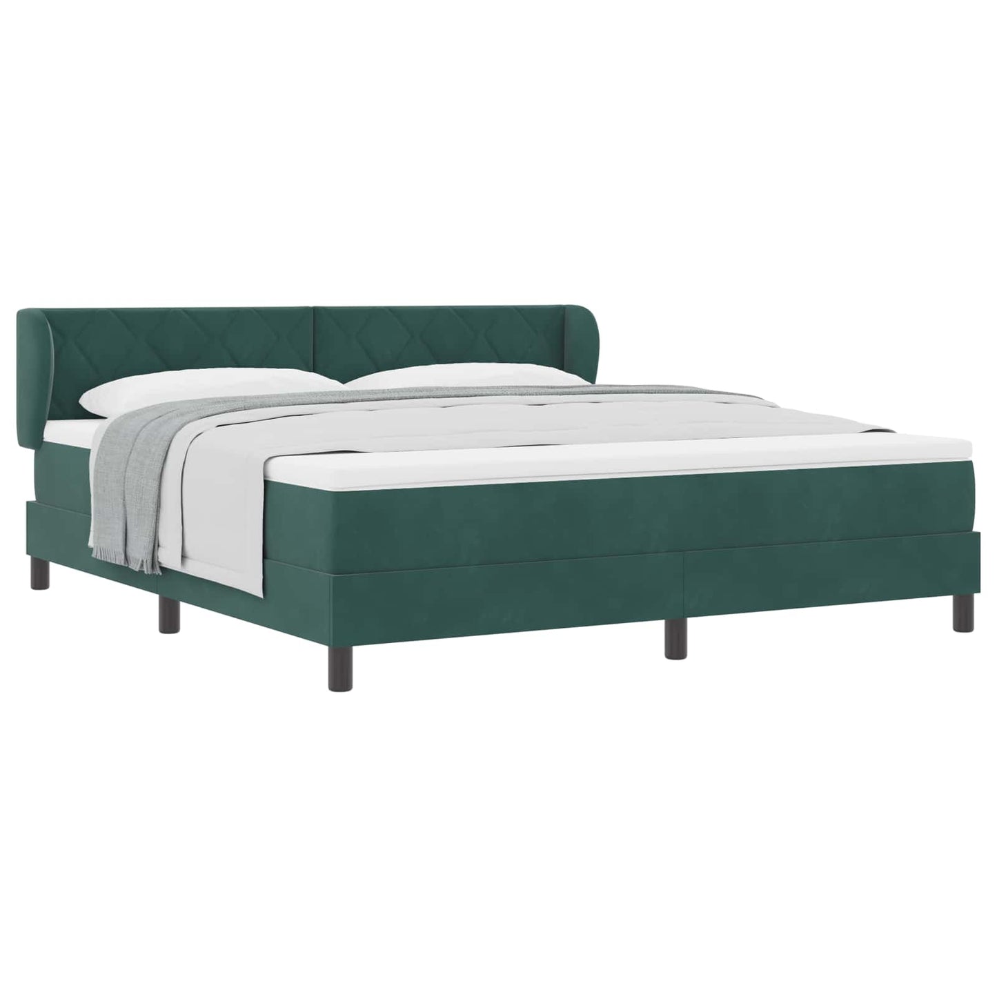 Box spring seng med hovedgærde Mørkegrøn 180 x 200 cm Fløjl