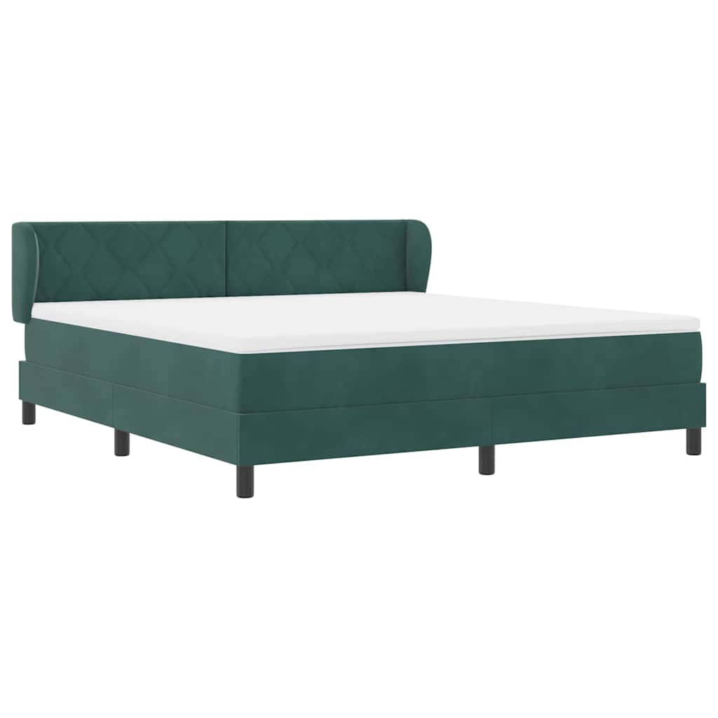 Box spring seng med hovedgærde Mørkegrøn 180 x 200 cm Fløjl