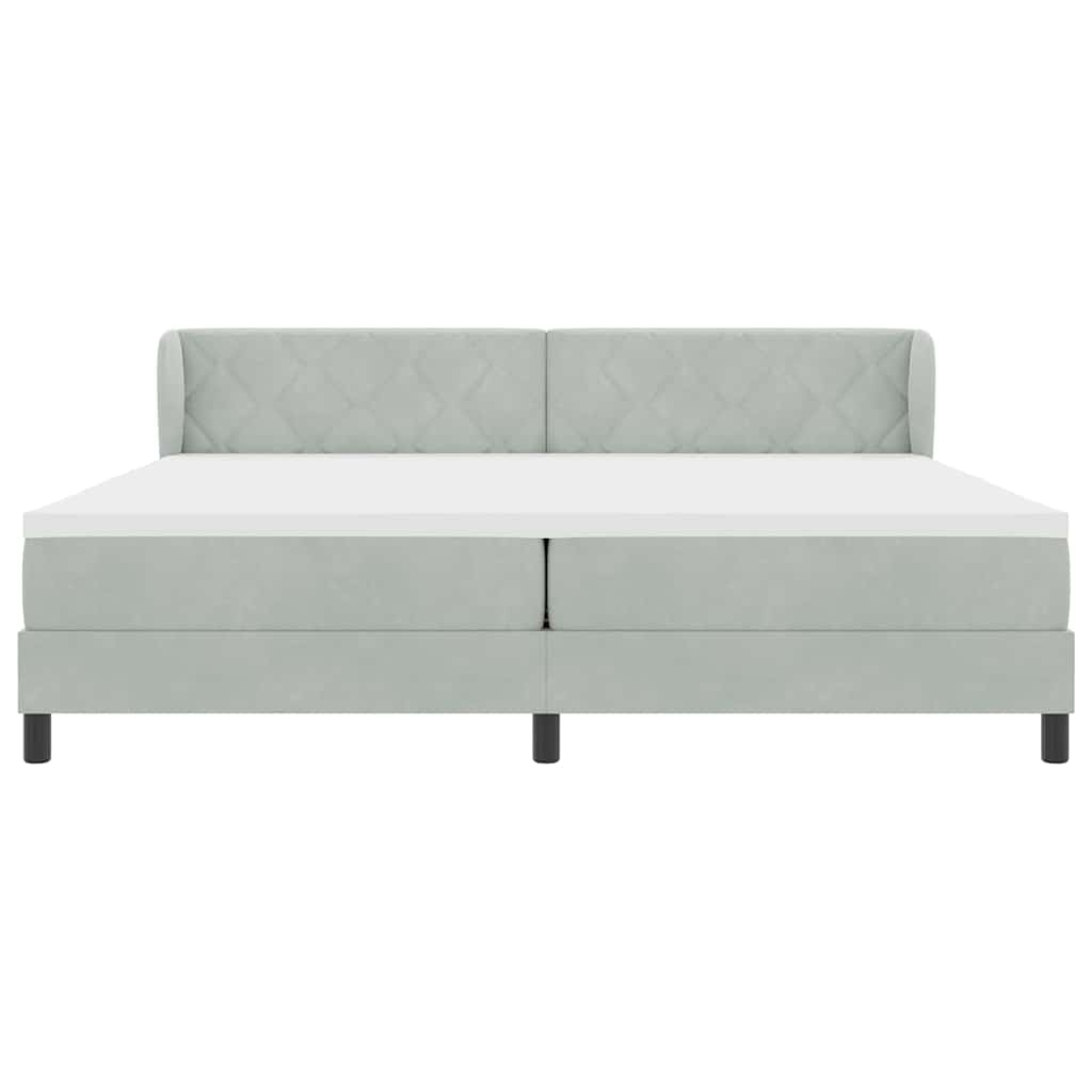 Box spring seng med hovedgærde Lysegrå 200 x 200 cm Fløjl