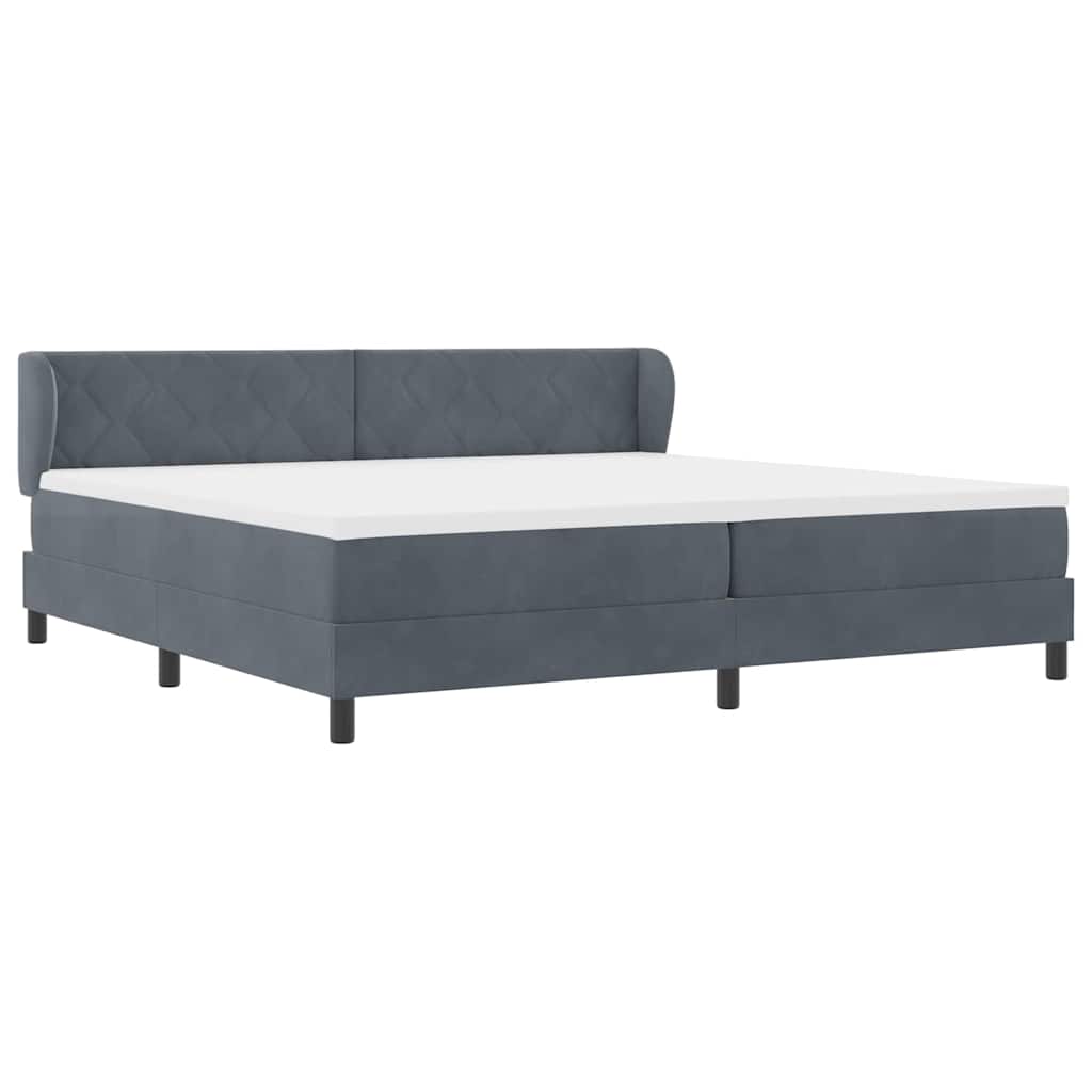 Box spring seng med hovedgærde Mørkegrå 200 x 200 cm Fløjl