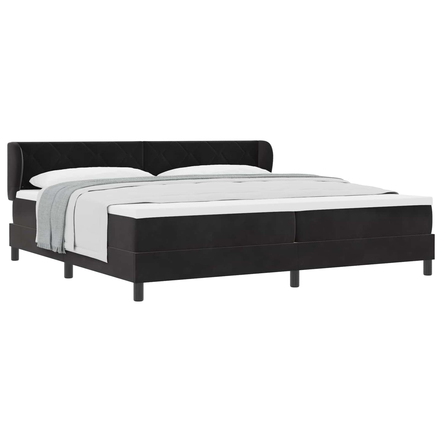 Box spring seng med hovedgærde Sort 200 x 200 cm Fløjl