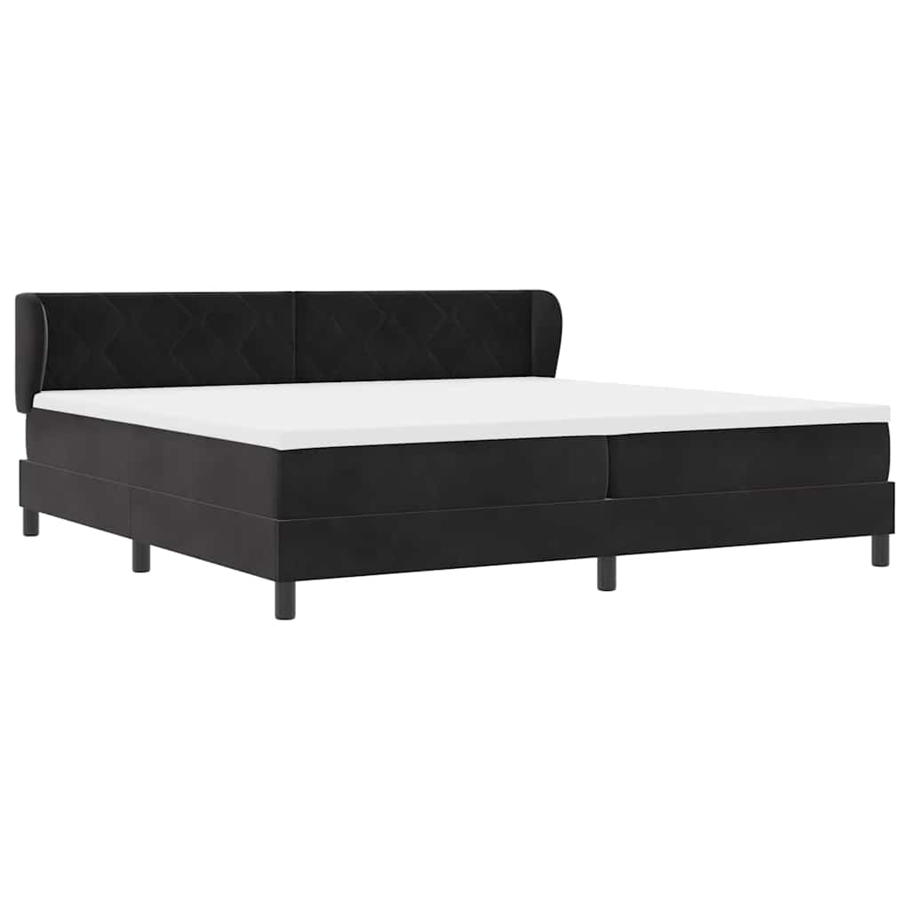 Box spring seng med hovedgærde Sort 200 x 200 cm Fløjl