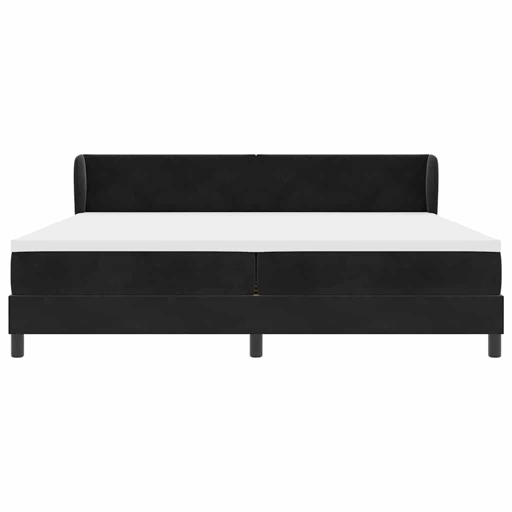 Box spring seng med hovedgærde Sort 200 x 200 cm Fløjl