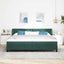Box spring seng med hovedgærde Mørkegrøn 200 x 200 cm Fløjl