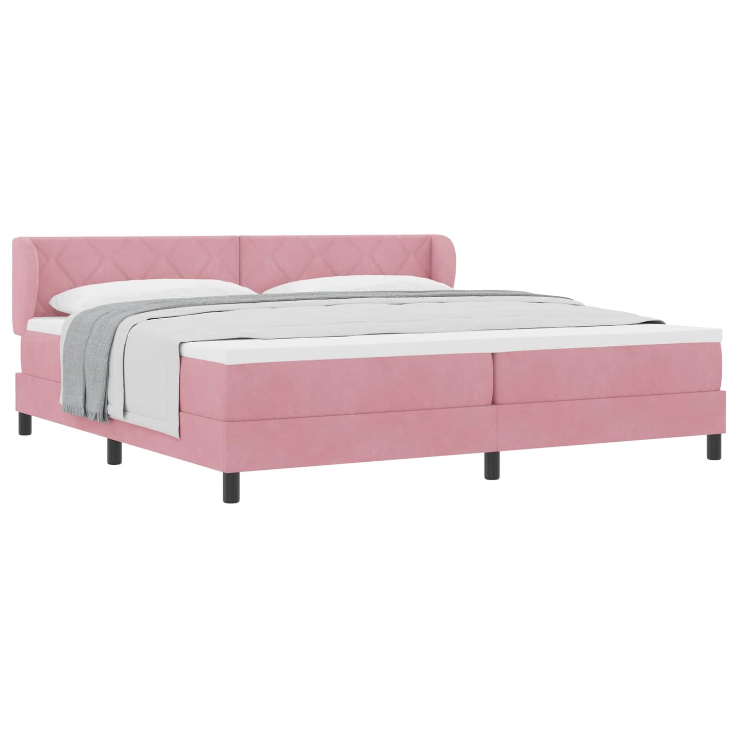 Box spring seng med hovedgærde Lyserød 200 x 200 cm Fløjl