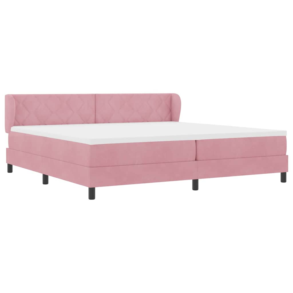 Box spring seng med hovedgærde Lyserød 200 x 200 cm Fløjl