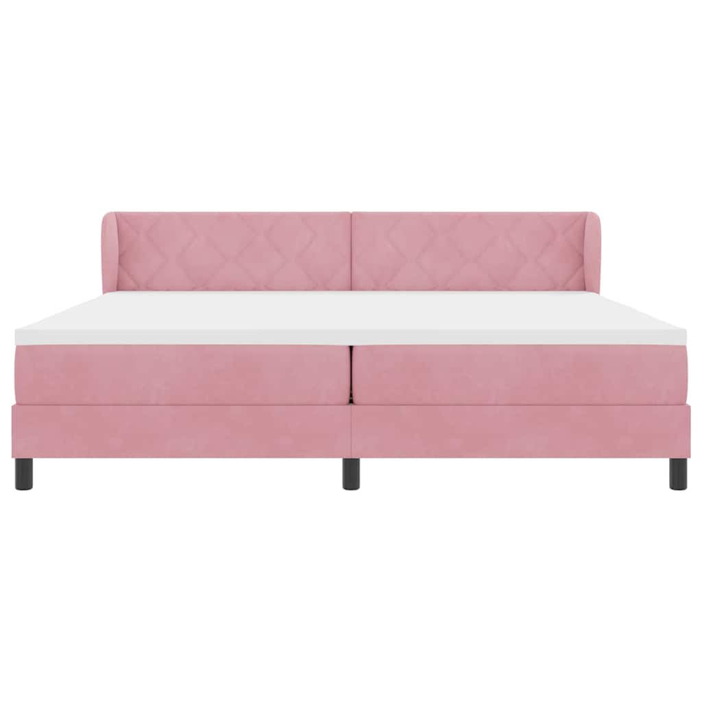 Box spring seng med hovedgærde Lyserød 200 x 200 cm Fløjl