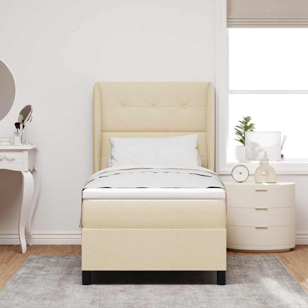Box spring seng med hovedgærde Creme 80 x 200 cm Stof