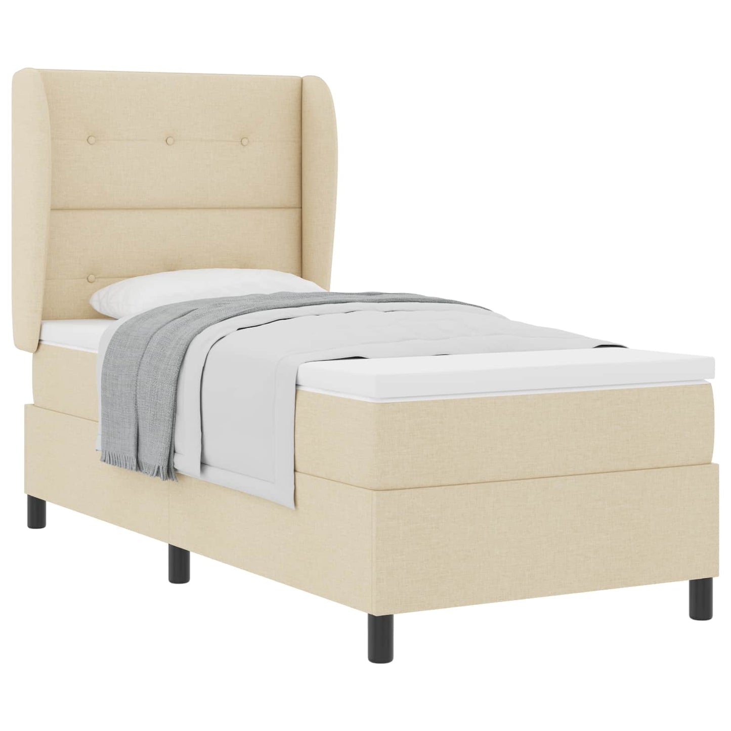 Box spring seng med hovedgærde Creme 80 x 200 cm Stof