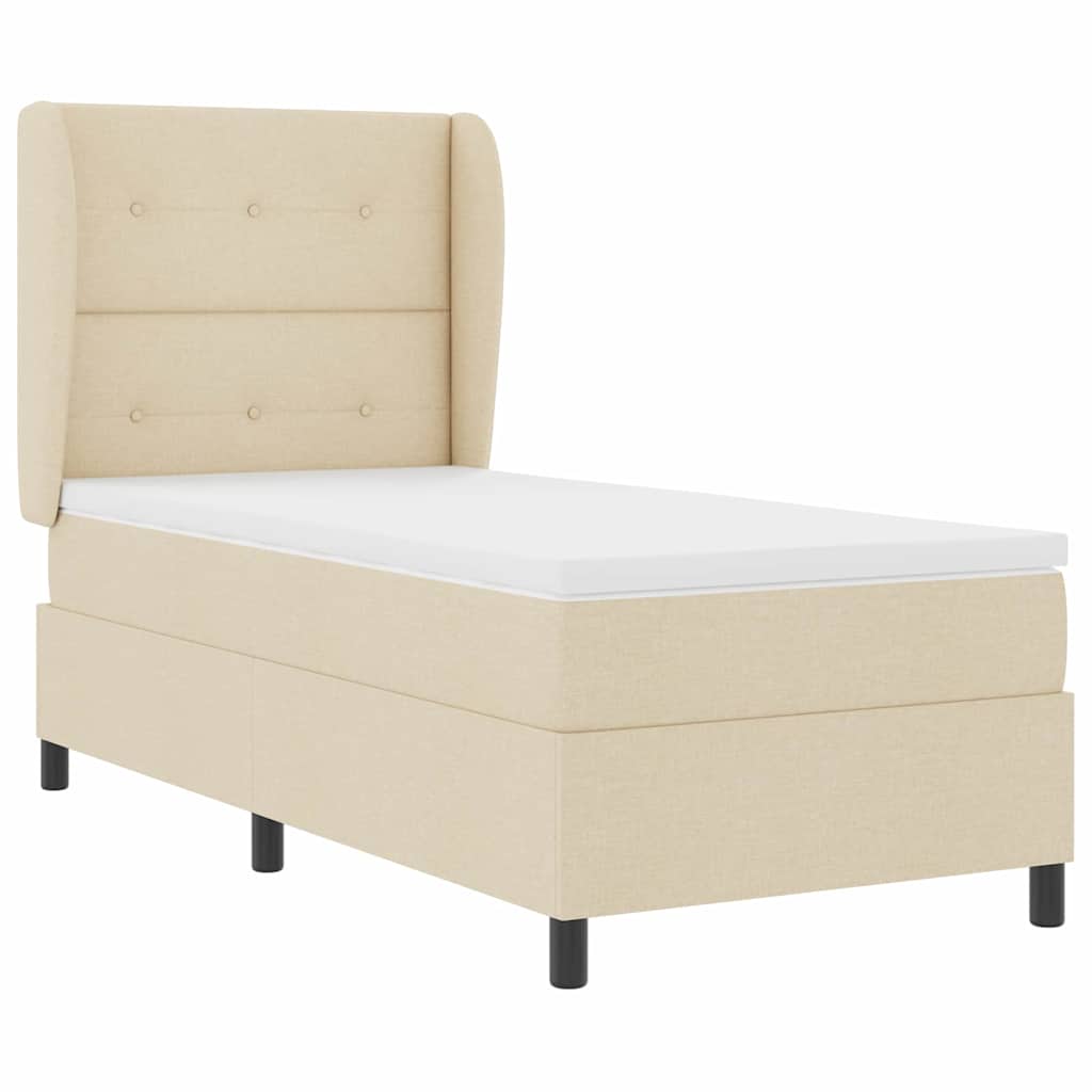 Box spring seng med hovedgærde Creme 80 x 200 cm Stof