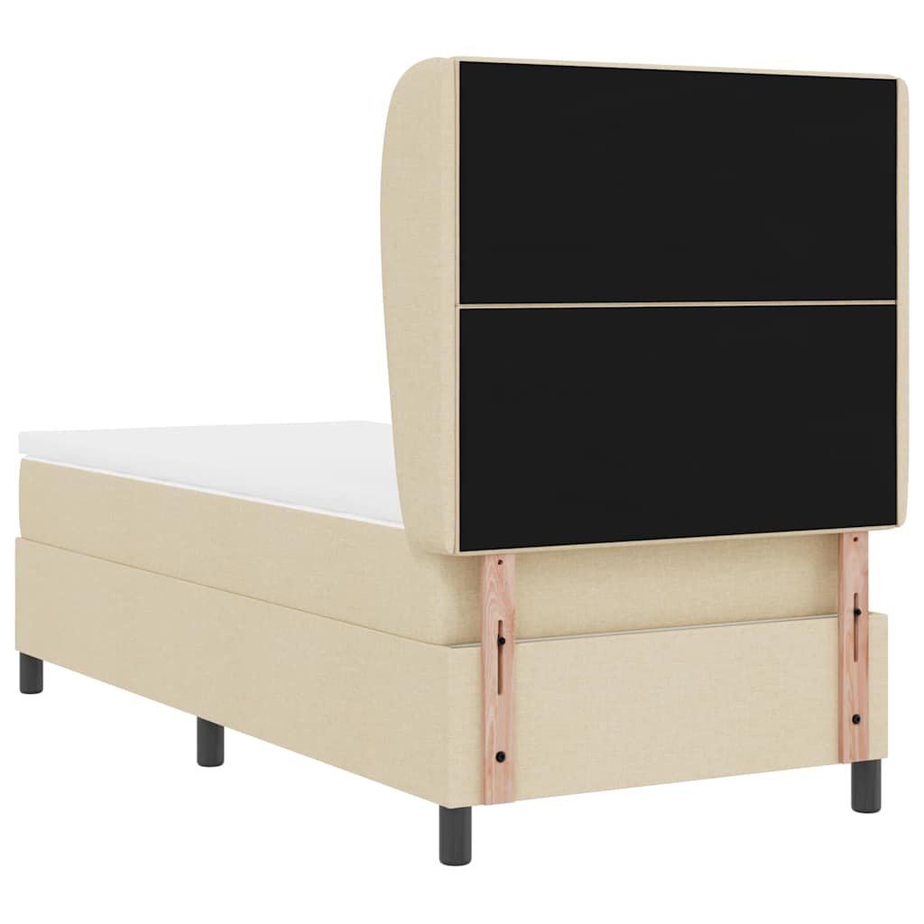 Box spring seng med hovedgærde Creme 80 x 200 cm Stof