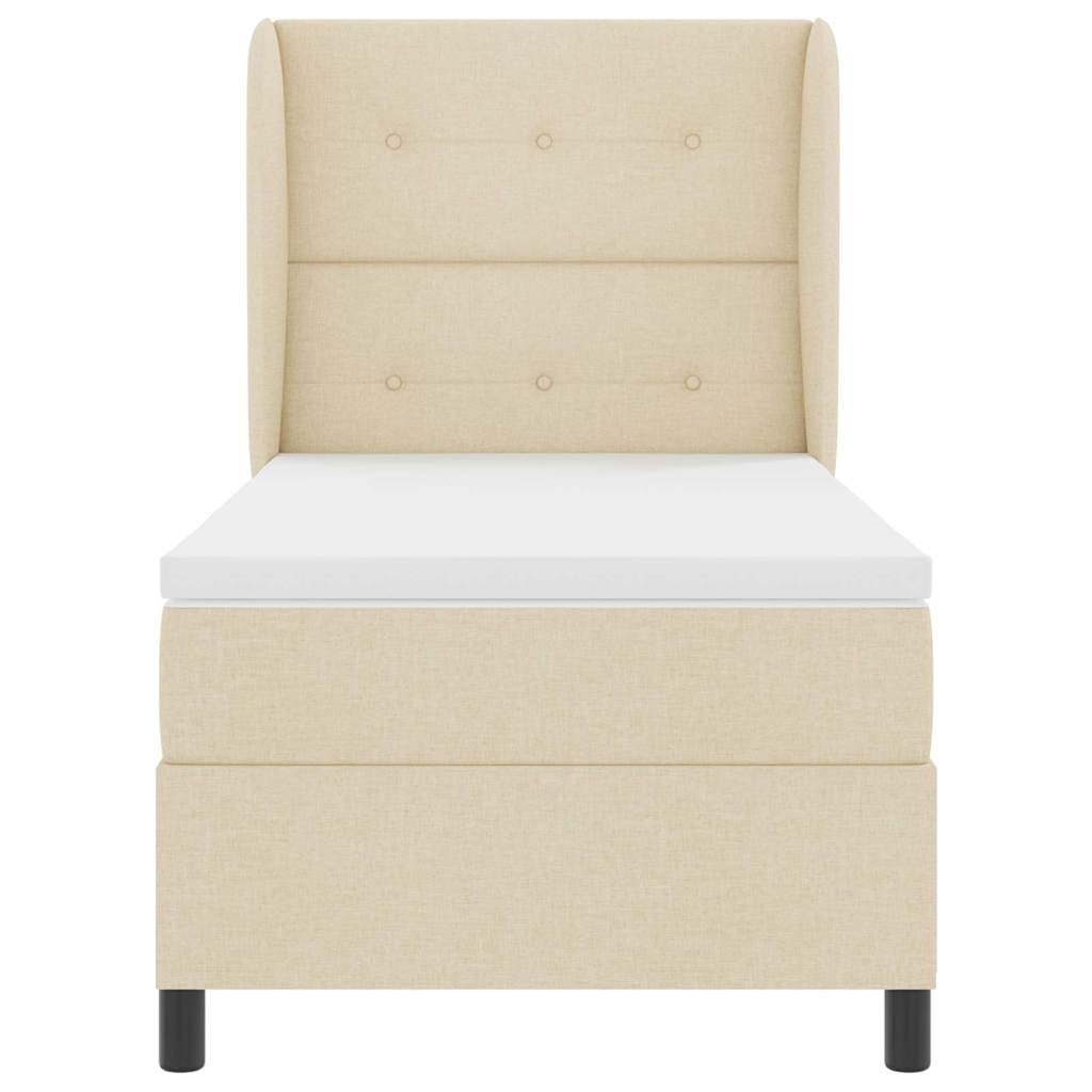 Box spring seng med hovedgærde Creme 80 x 200 cm Stof