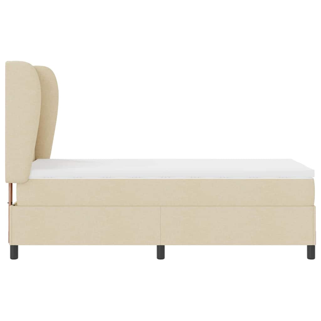 Box spring seng med hovedgærde Creme 80 x 200 cm Stof