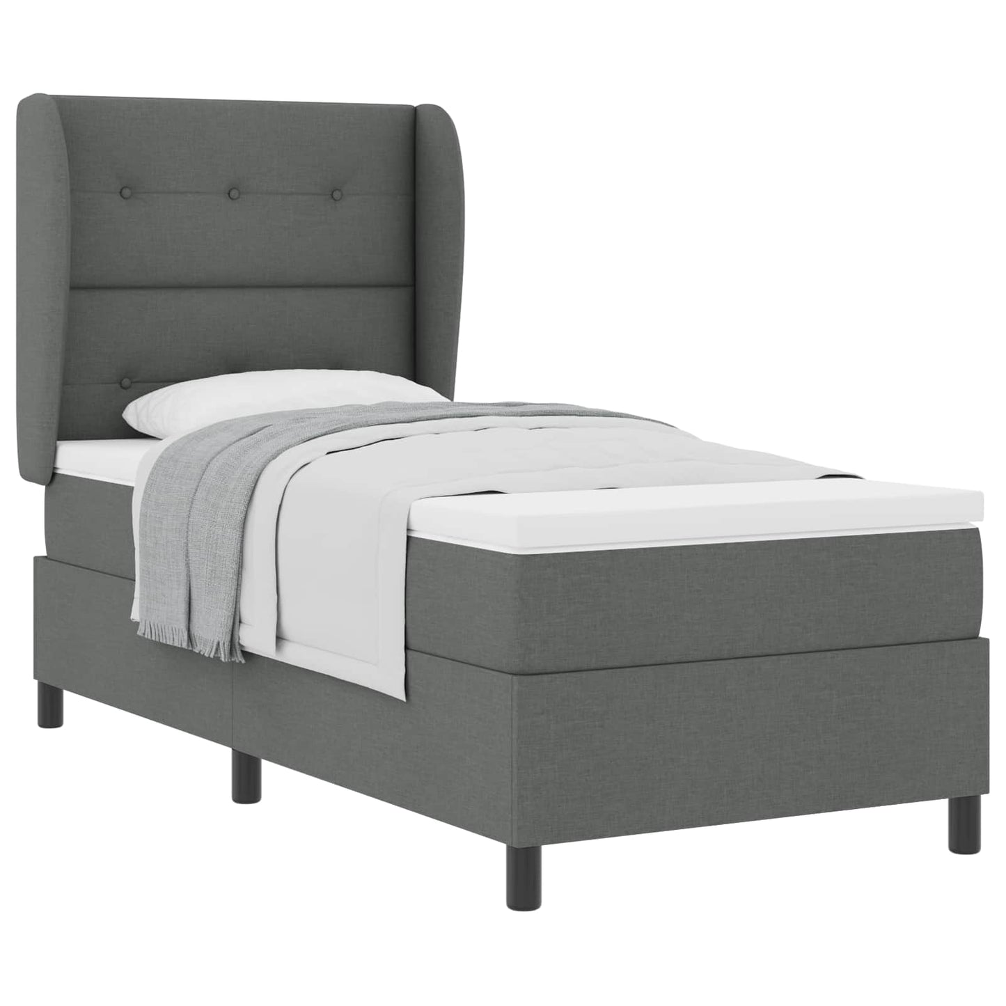 Box spring seng med hovedgærde Mørkegrå 90 x 190 cm Stof