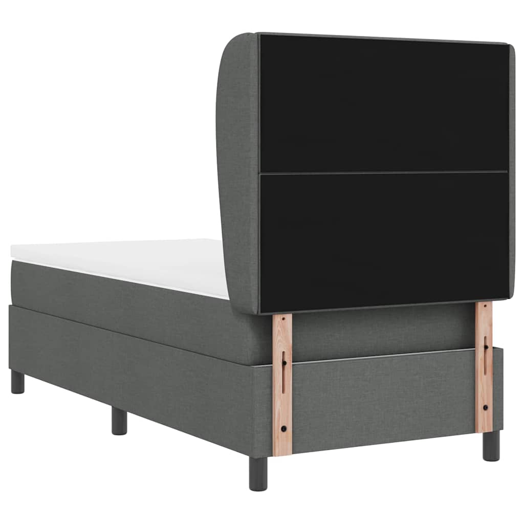 Box spring seng med hovedgærde Mørkegrå 90 x 190 cm Stof