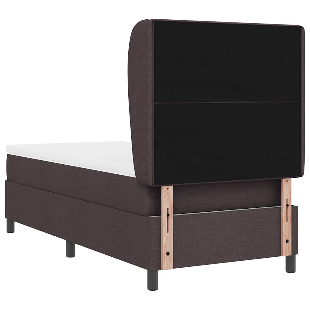 Box spring seng med hovedgærde Mørkebrun 90 x 190 cm Stof