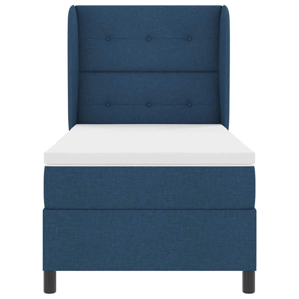 Box spring seng med hovedgærde Blå 90 x 190 cm Stof