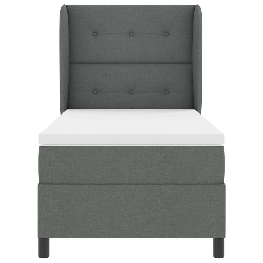 Box spring seng med hovedgærde Mørkegrå 90 x 200 cm Stof