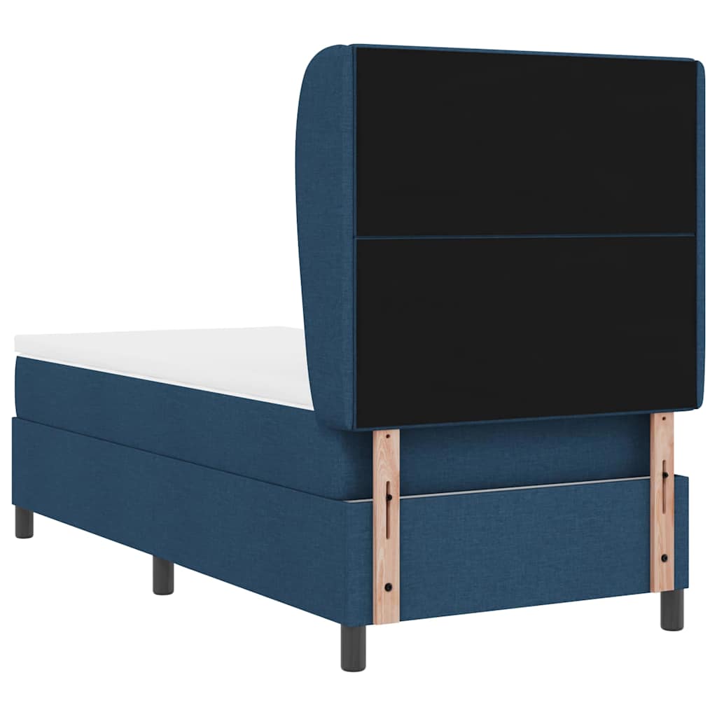 Box spring seng med hovedgærde Blå 90 x 200 cm Stof