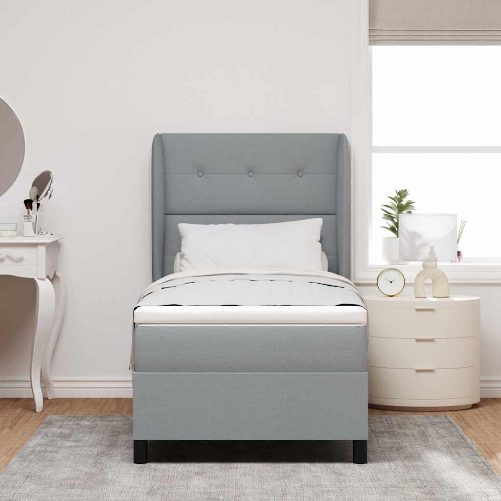 Box spring seng med hovedgærde Lysegrå 100 x 200 cm Stof
