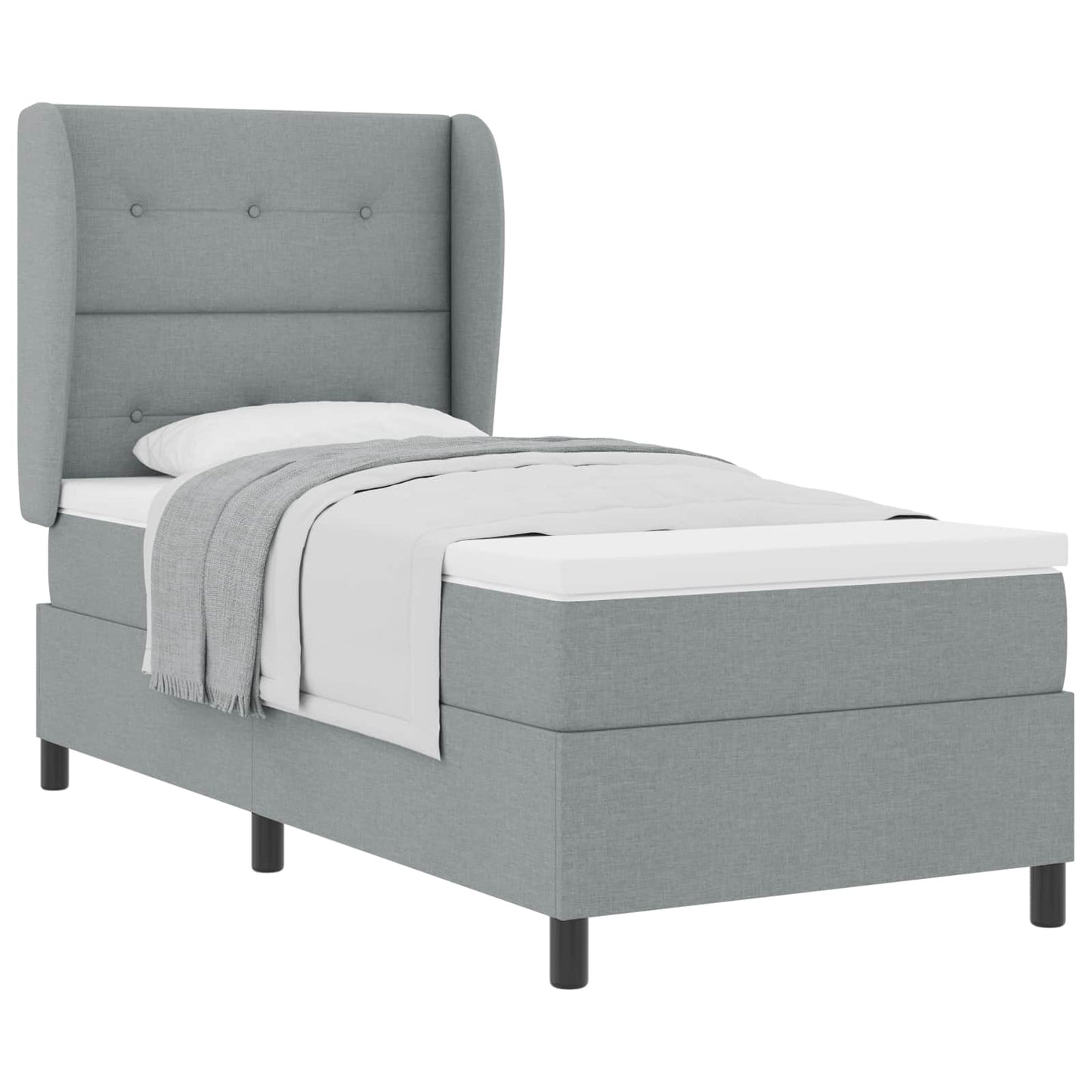 Box spring seng med hovedgærde Lysegrå 100 x 200 cm Stof