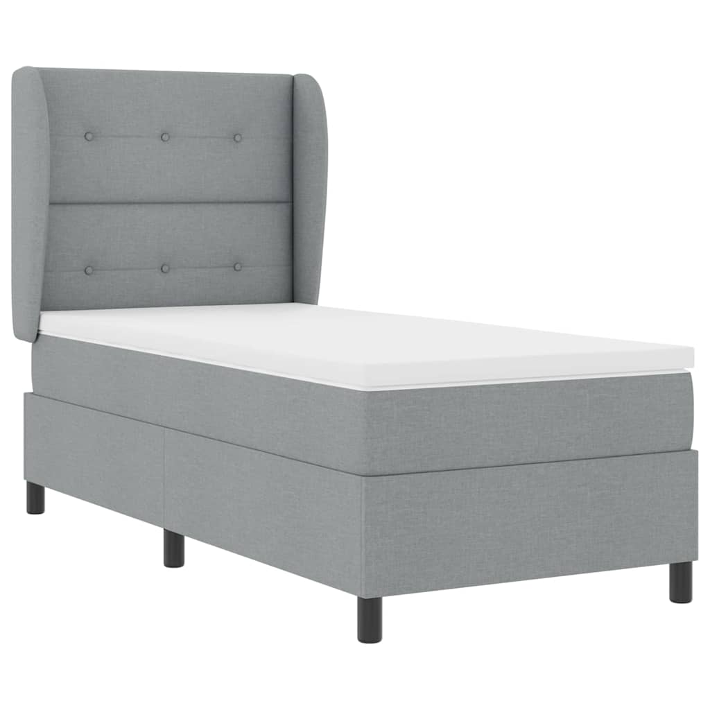 Box spring seng med hovedgærde Lysegrå 100 x 200 cm Stof