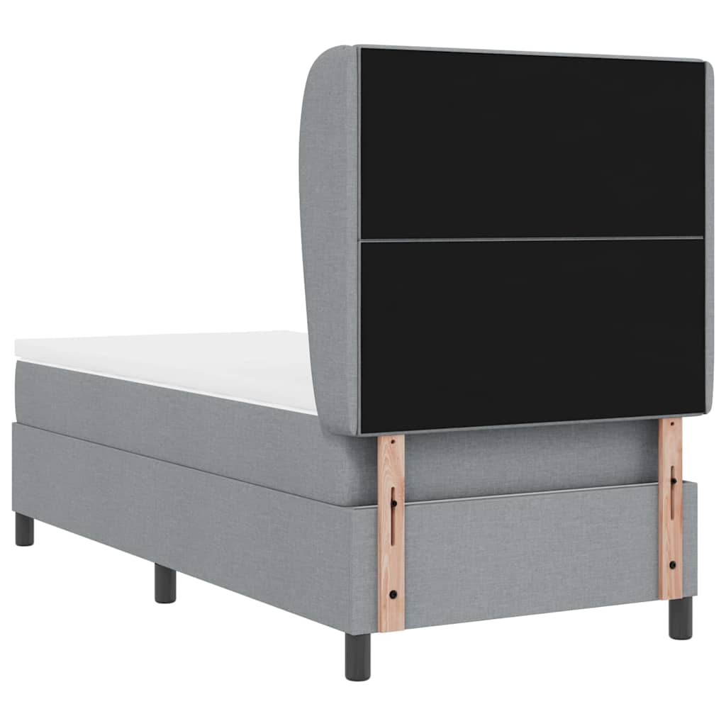 Box spring seng med hovedgærde Lysegrå 100 x 200 cm Stof