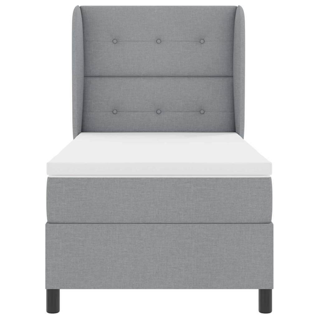 Box spring seng med hovedgærde Lysegrå 100 x 200 cm Stof