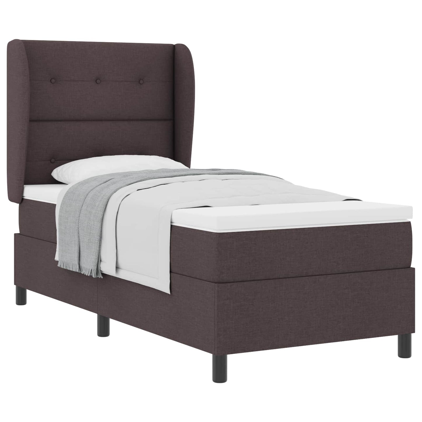 Box spring seng med hovedgærde Mørkebrun 100 x 200 cm Stof