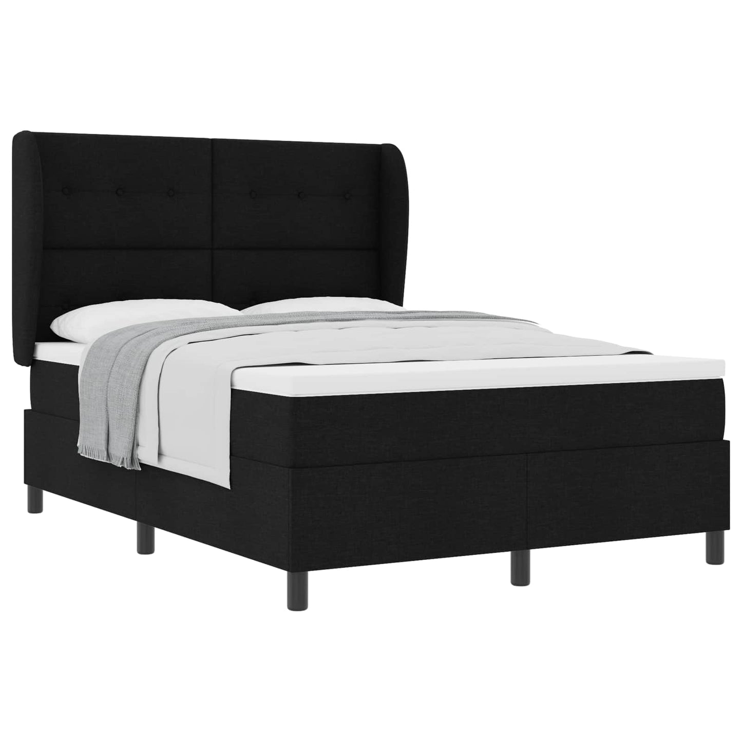 Box spring seng med hovedgærde Sort 140 x 200 cm Stof