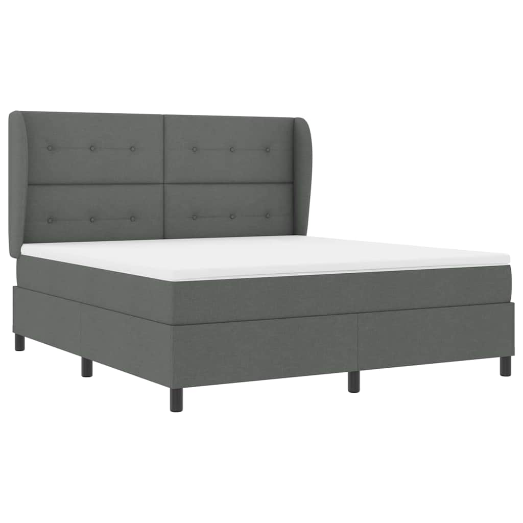 Box spring seng med hovedgærde Mørkegrå 180 x 200 cm Stof