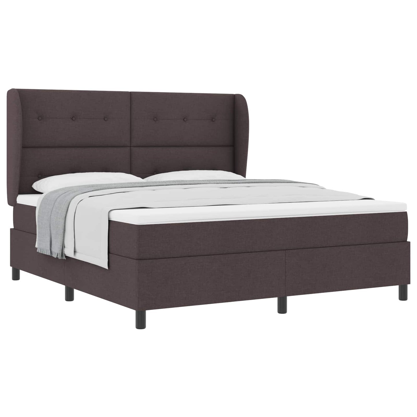 Box spring seng med hovedgærde Mørkebrun 180 x 200 cm Stof