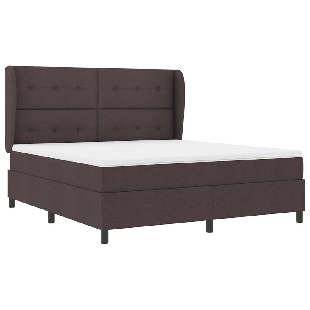 Box spring seng med hovedgærde Mørkebrun 180 x 200 cm Stof