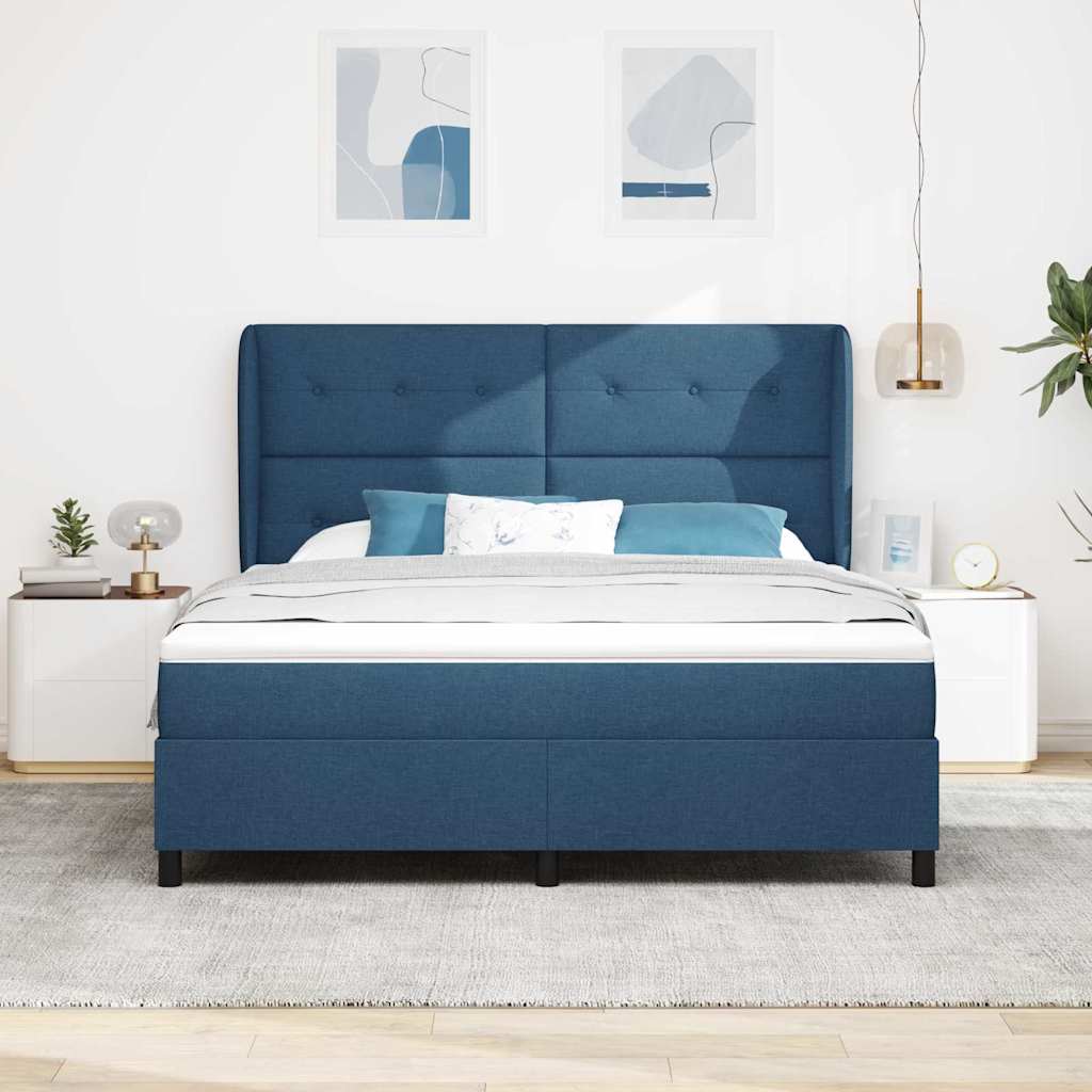Box spring seng med hovedgærde Blå 180 x 200 cm Stof