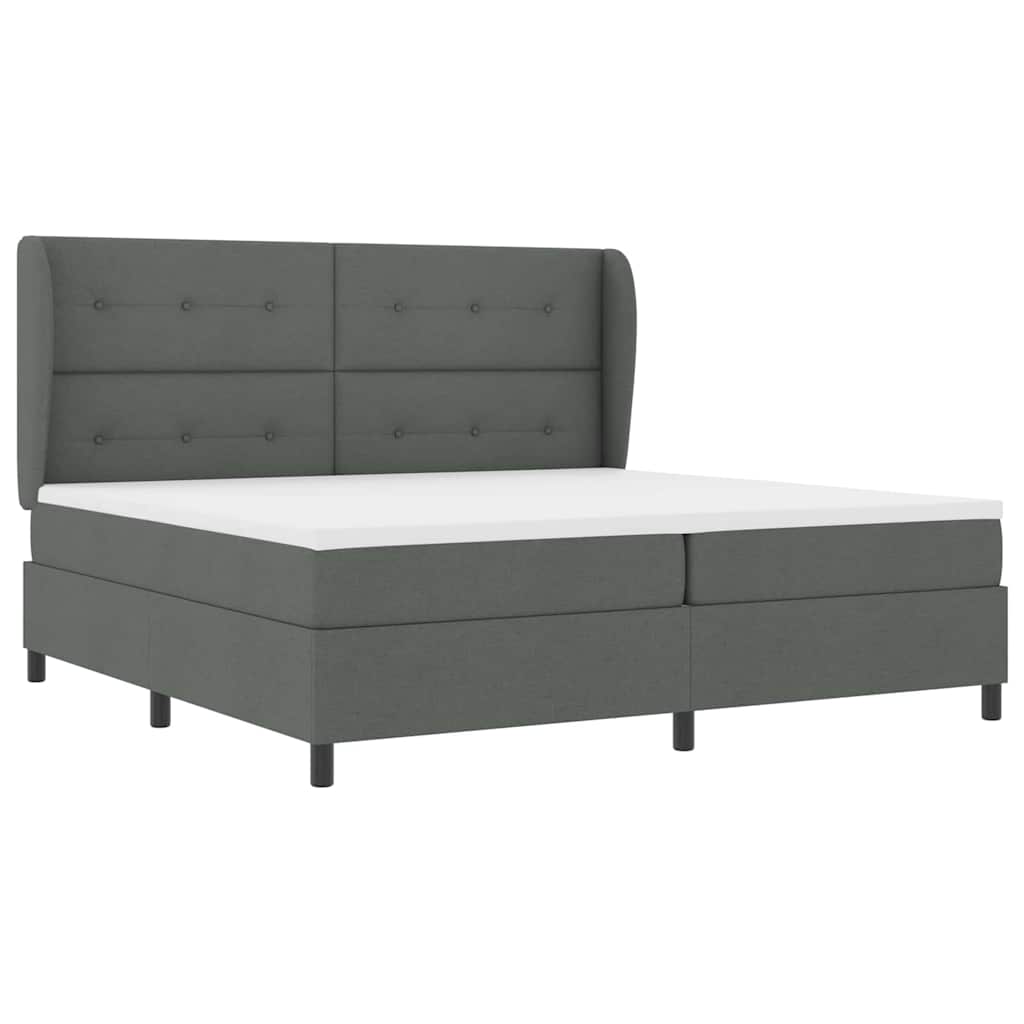 Box spring seng med hovedgærde Mørkegrå 200 x 200 cm Stof