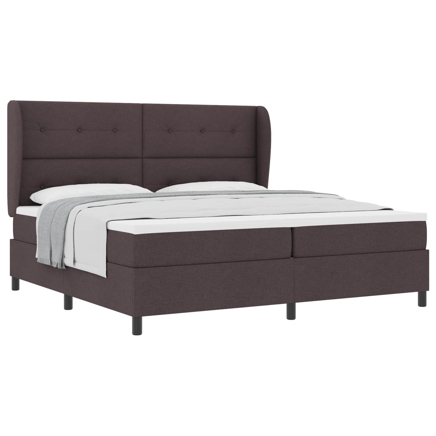 Box spring seng med hovedgærde Mørkebrun 200 x 200 cm Stof